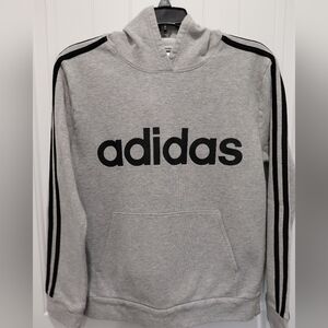 adidas Grey Hoodie with Black Logo and Stripes #0654